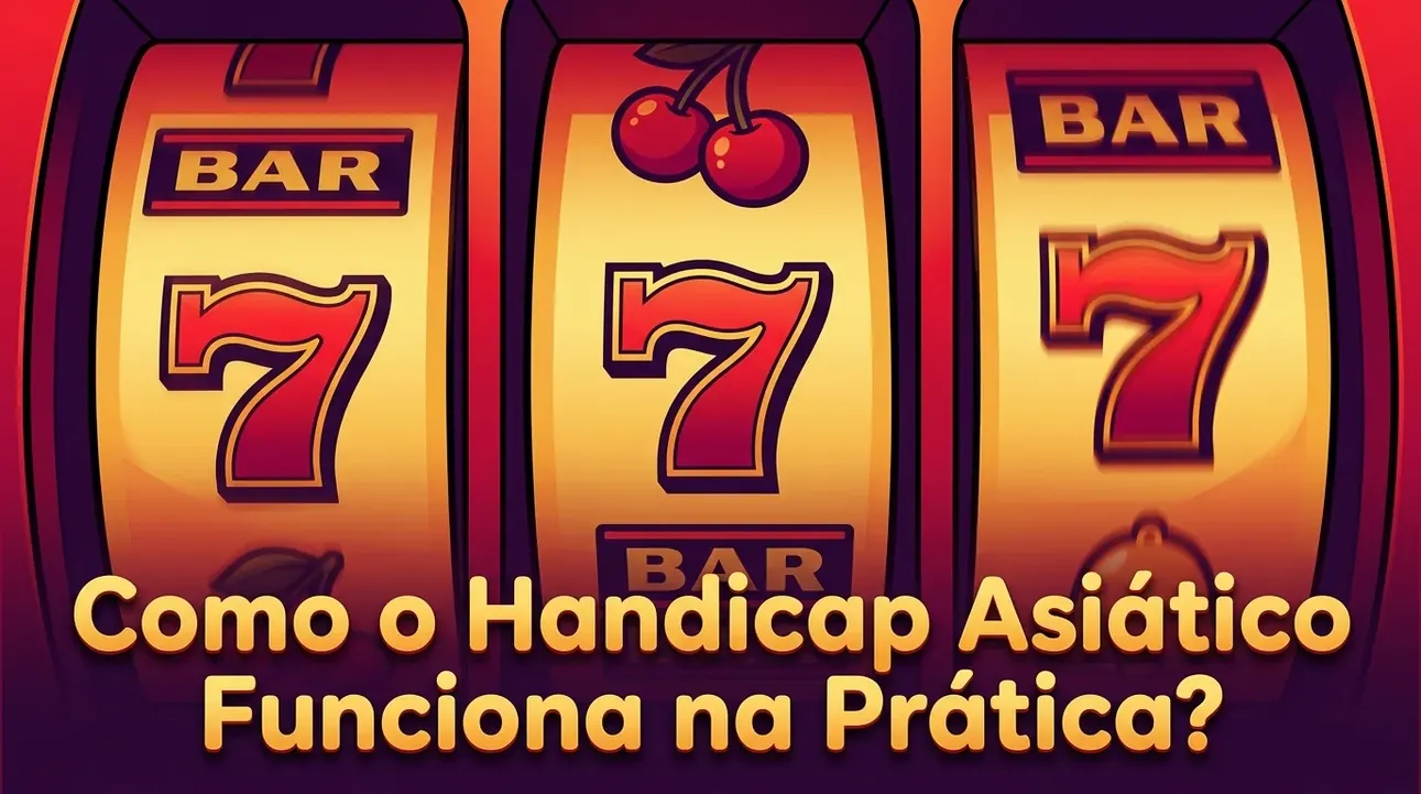Régua de slot girando com símbolos de cassino para ilustrar o handicap asiático na prática.