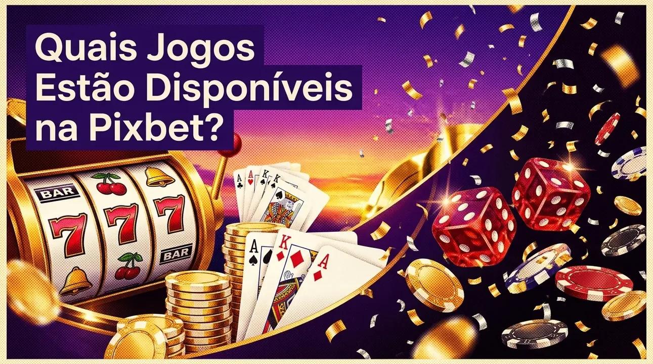 Variedade de jogos de cassino e apostas, representando a oferta da Pixbet.
